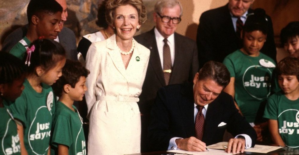 Nancy Reagan Lead the Just Say No Campaign to Battle the Destructive Effects of Drugs on Teens