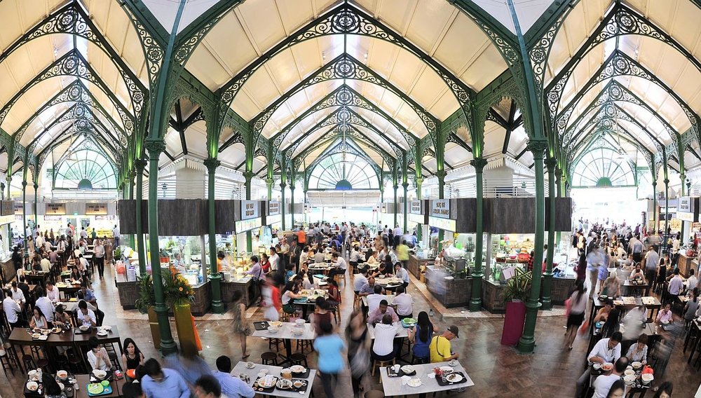 Just like Rachel's first night in Singapore, you can eat to your heart's content here at Lau Pa Sat while chatting with your friends.